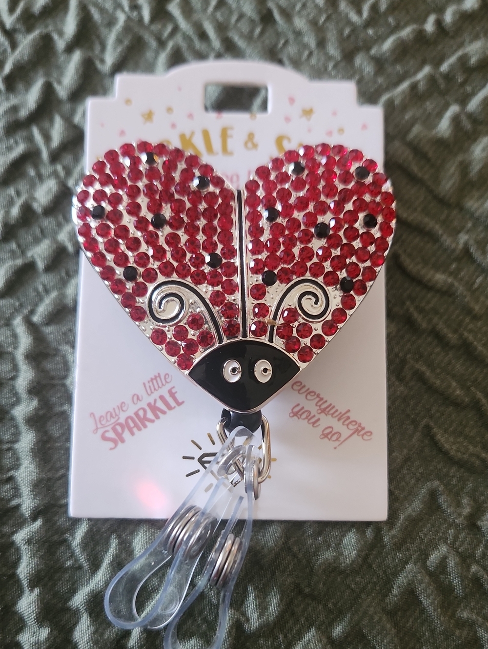 Sparkling Red Ladybug Badge Reel